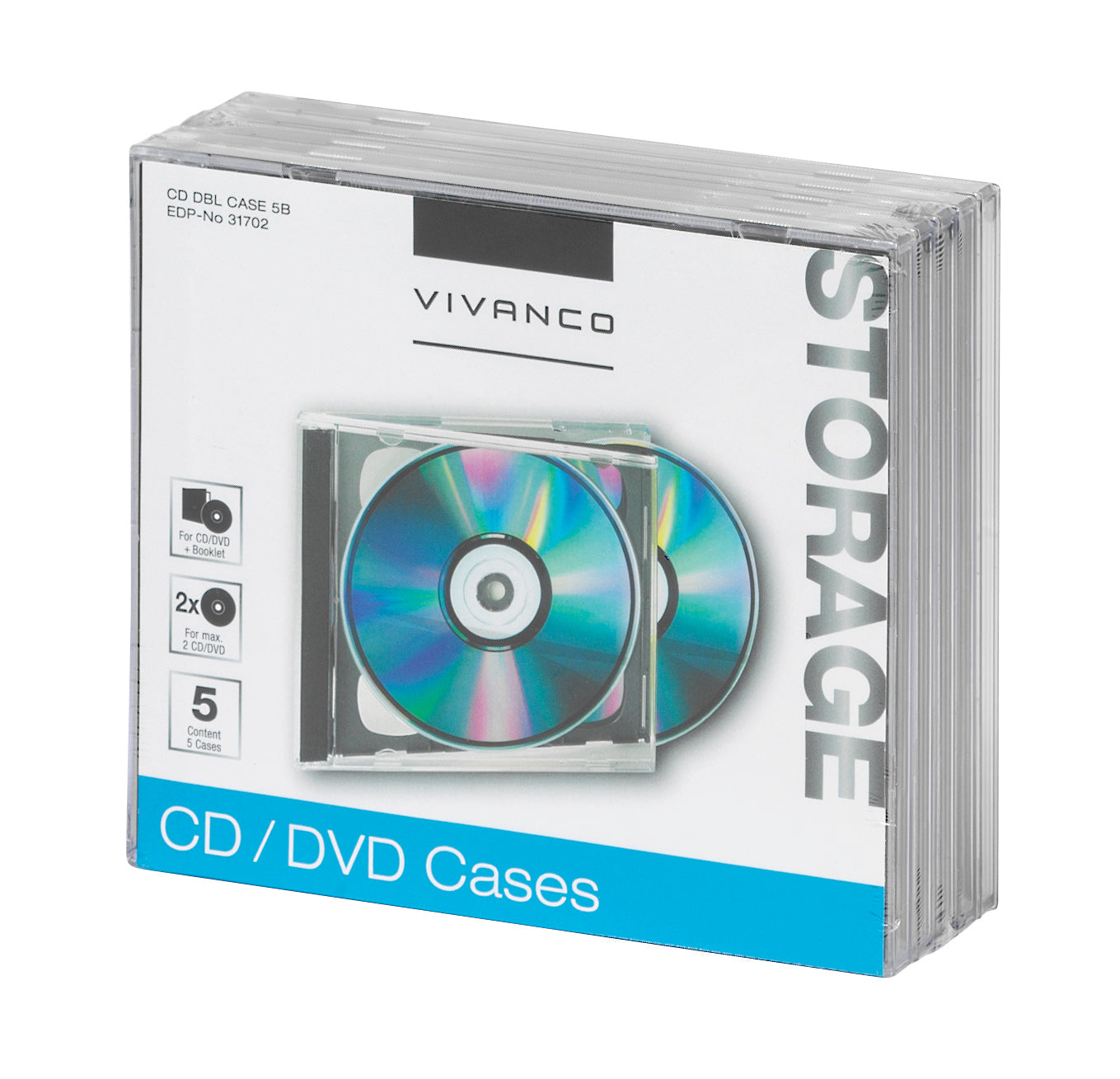 Custodia doppia per CD/DVD, confezione da 5