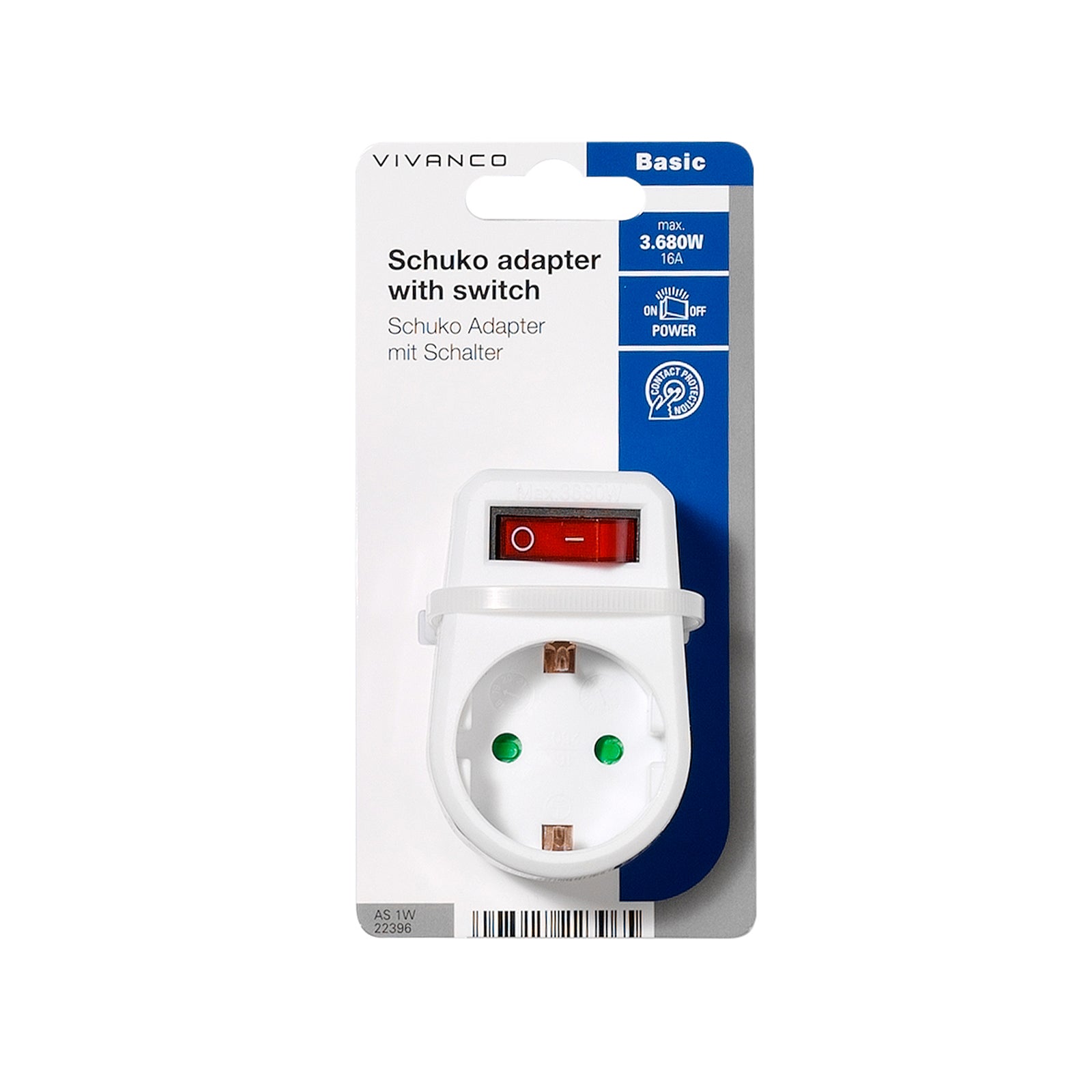 Adattatore per presa Schuko con interruttore