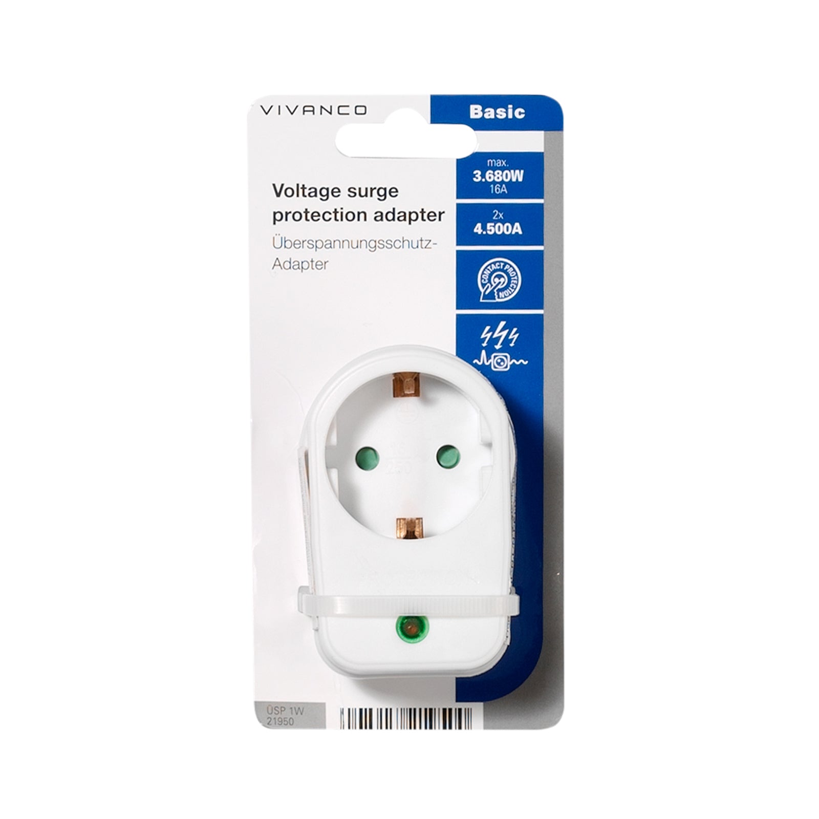 Adattatore Schuko per protezione contro sovratensioni