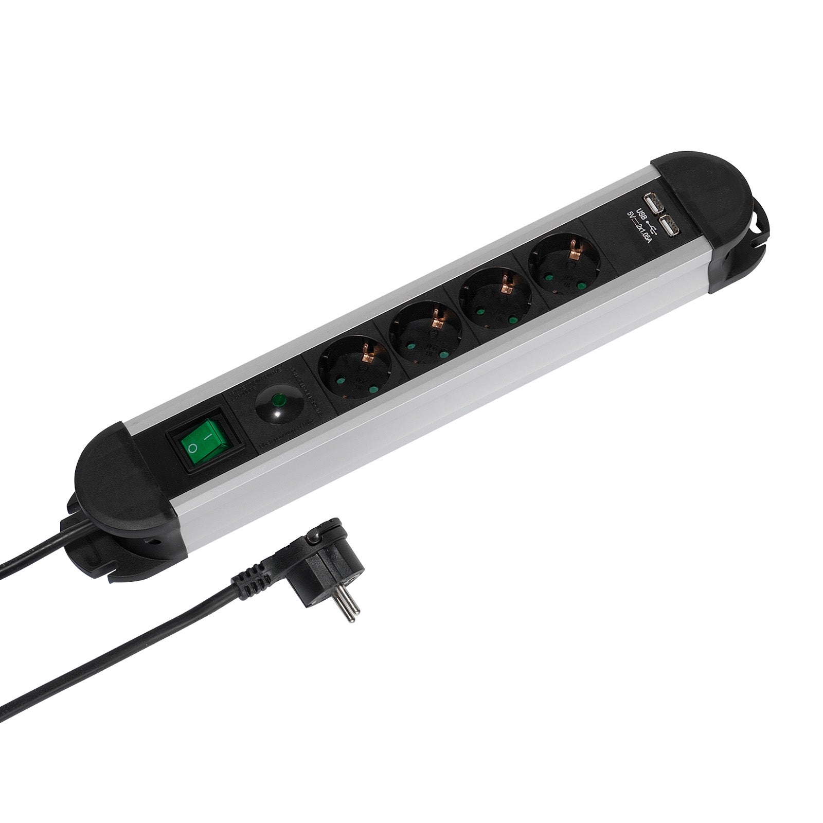 Multipresa con 4 prese Schuko e 2 porte USB 1,6m con interruttore