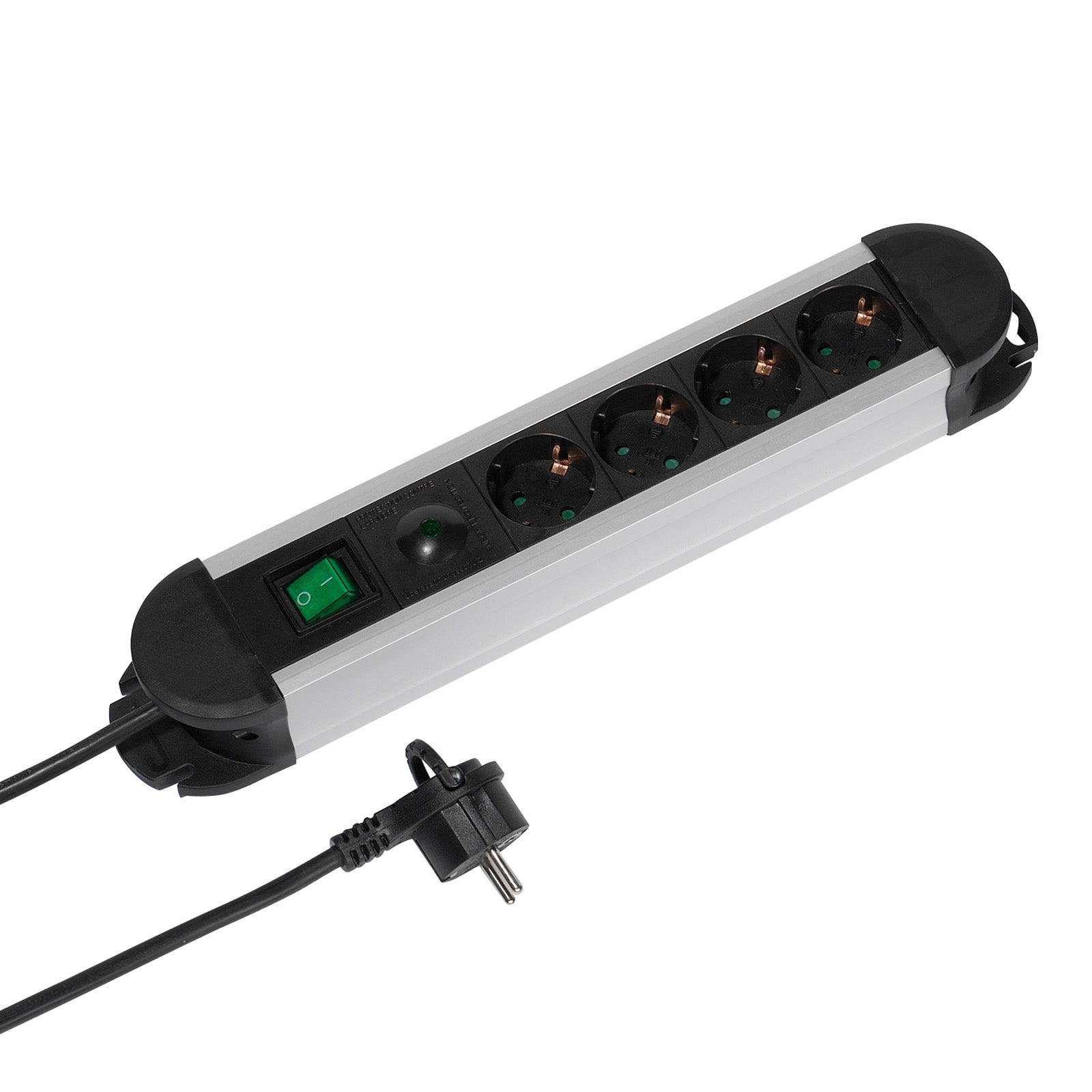 Multipresa 4xSchuko, 1,6m, interruttore ON/OFF, Protez., nero