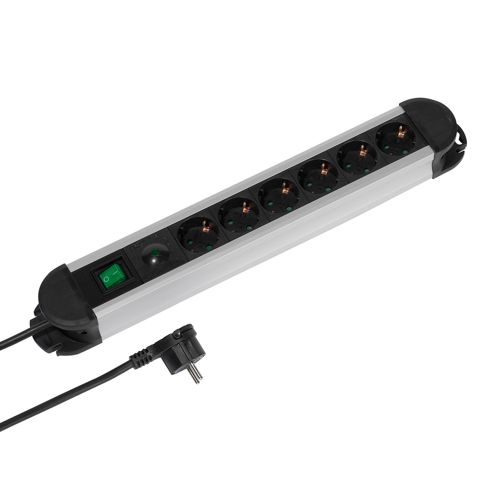 Multipresa 6xSchuko, 1,6m, interruttore ON/OFF, Protez., nero