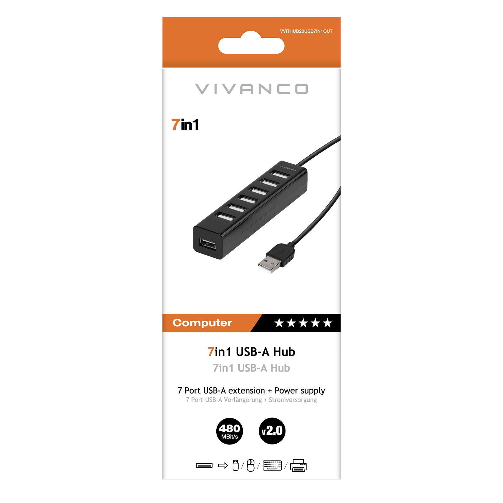 Hub multiporta USB 2.0 7 in 1