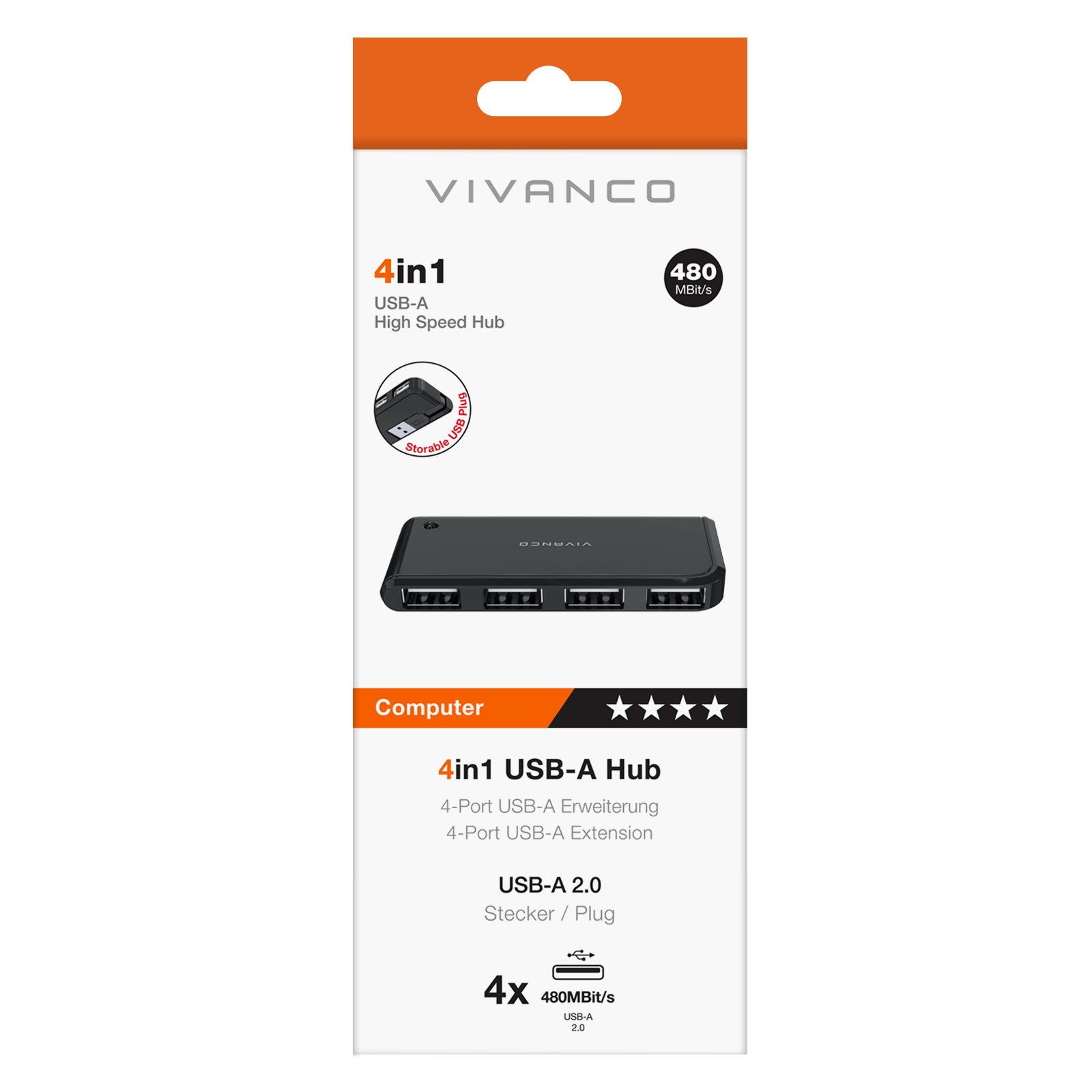 Hub USB-A 2.0 con 4 porte