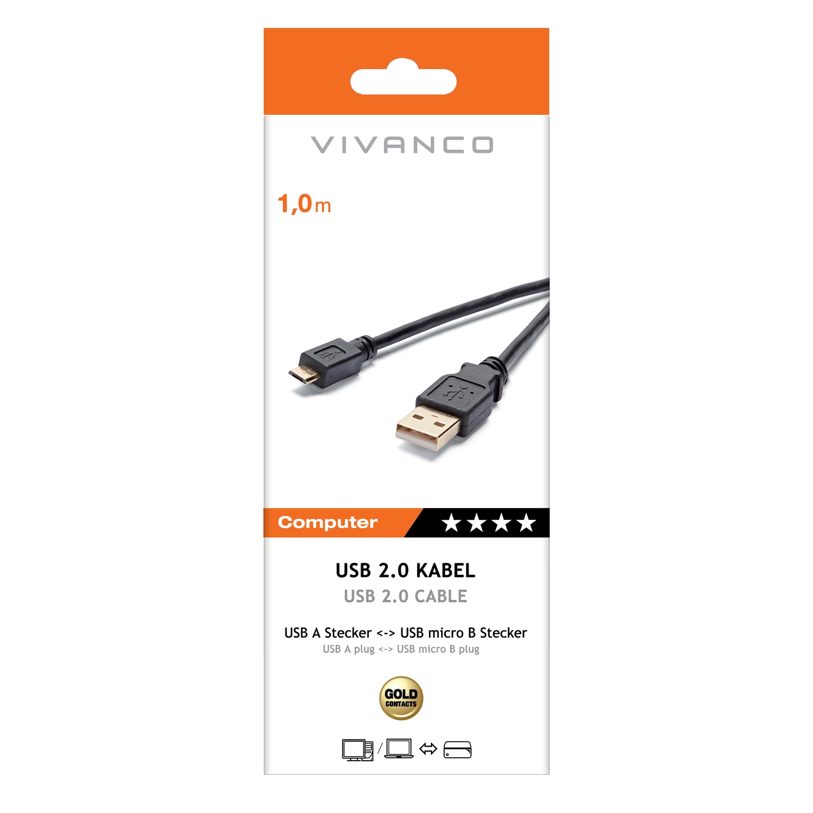 Cavo con USB Tipo A maschio e micro-USB maschio