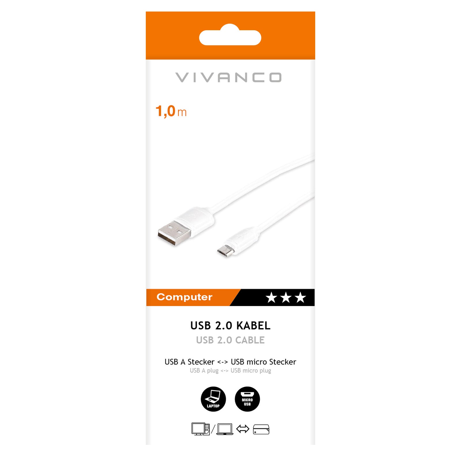 Cavo dati e ricarica micro-USB, 1 m