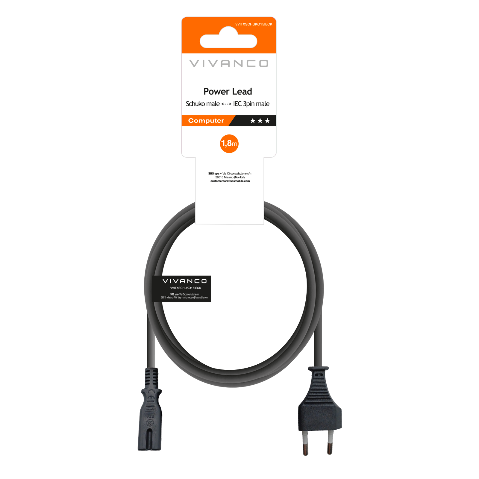 Cavo di alimentazione Schuko con presa IEC