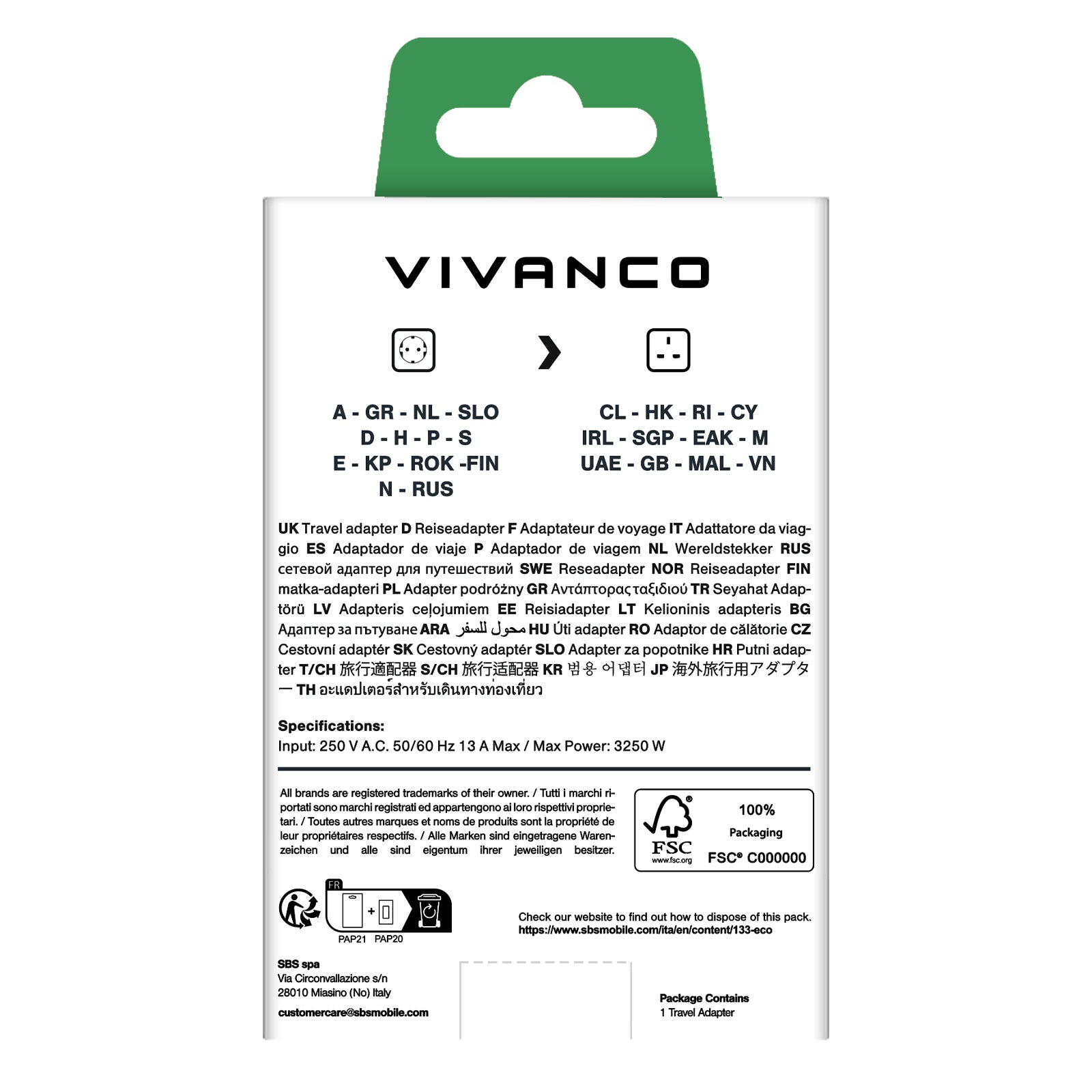 Spina da viaggio da Schuko a UK