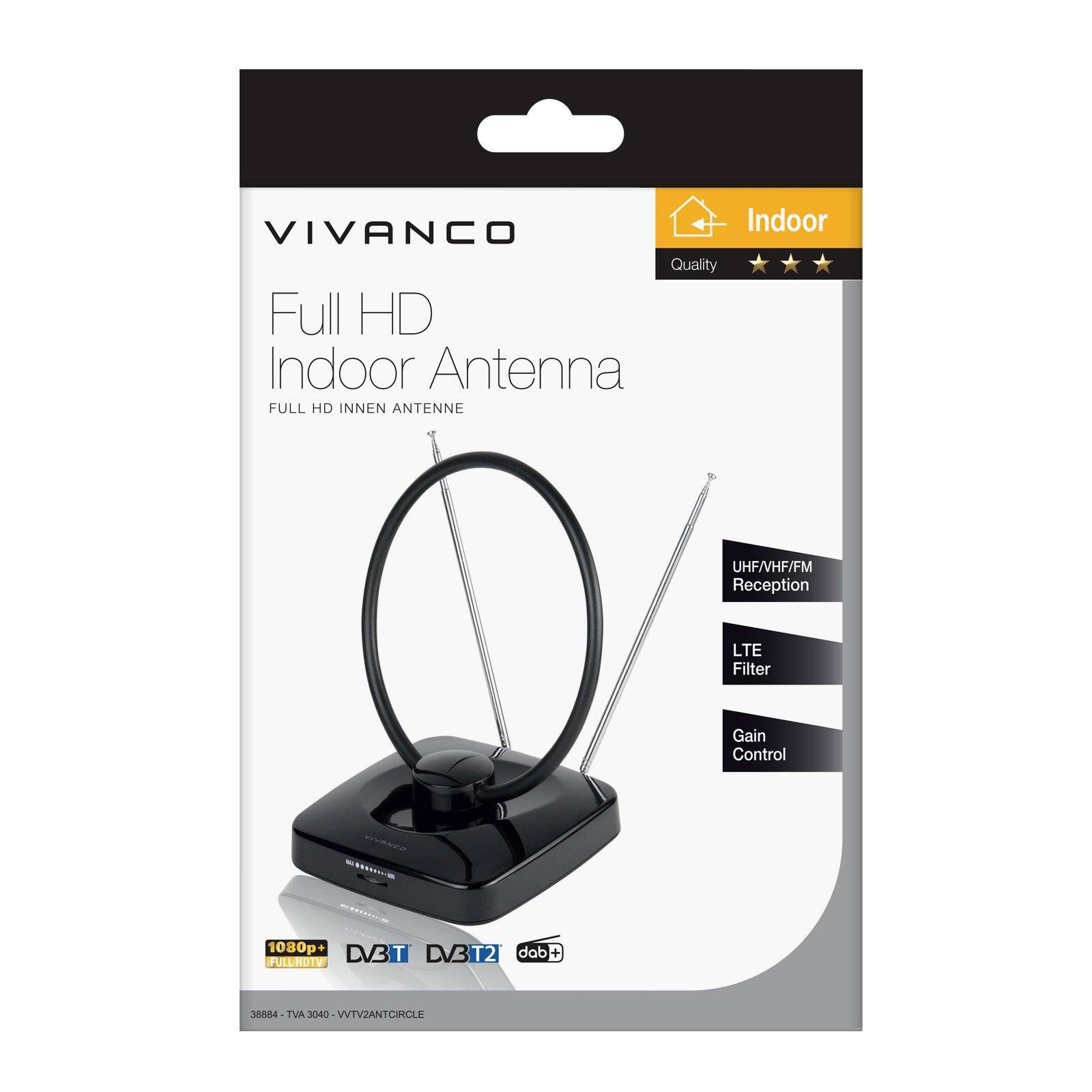Antenna Full HD da interno,  filtro LTE, cavo da 1,5 m