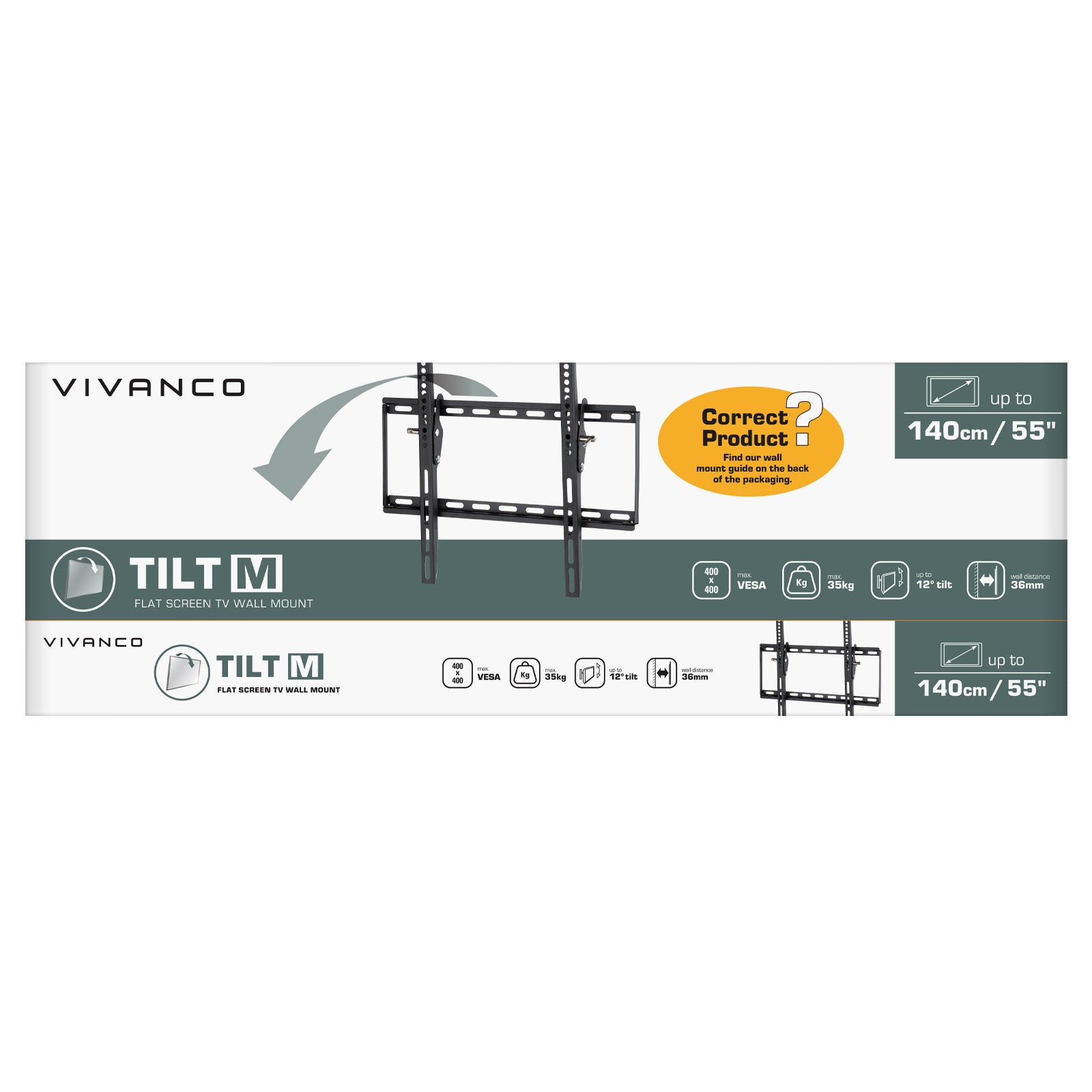 Supporto TV da parete inclinabile per schermi fino a 55'' , 35 kg
