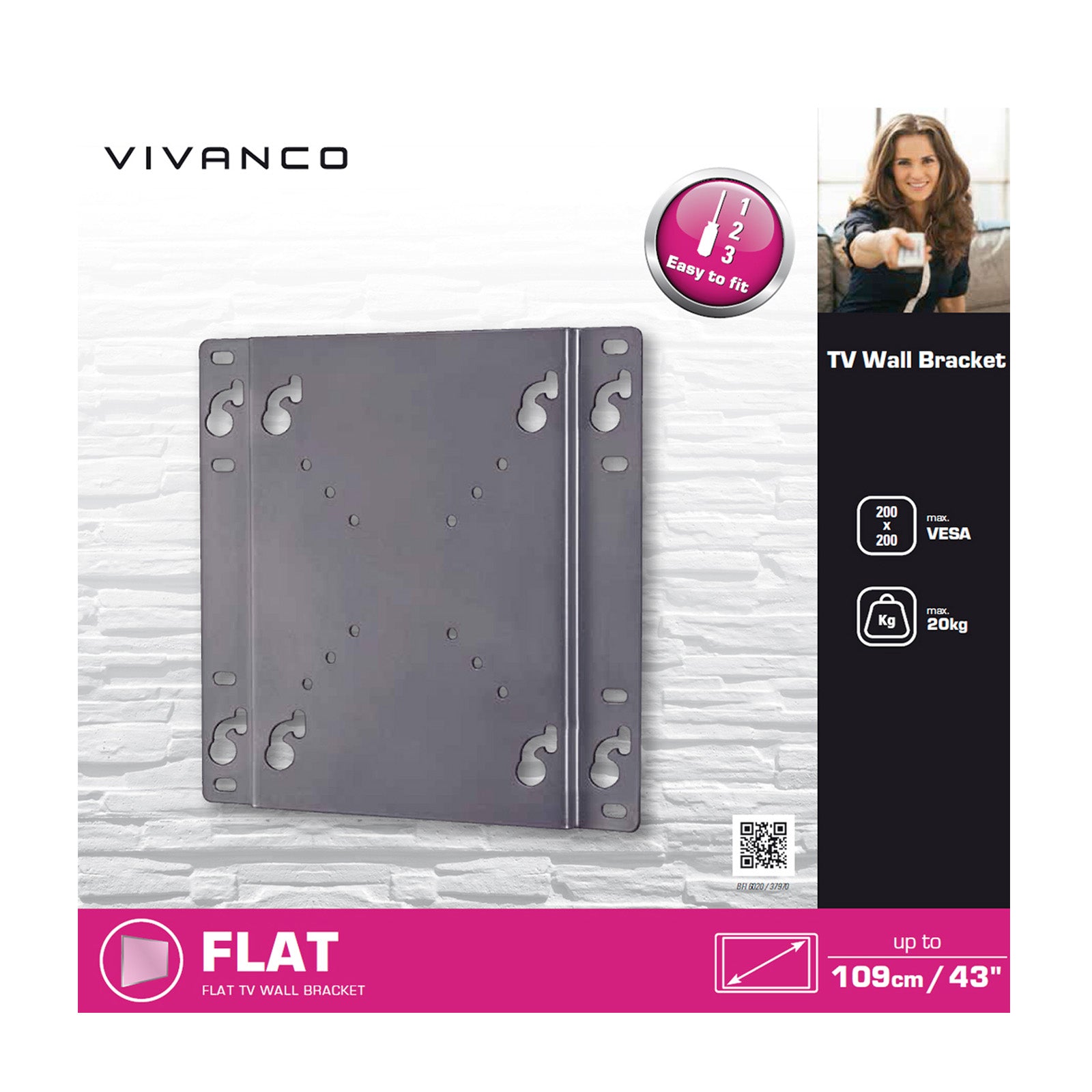 Supporto TV a parete, profilo piatto per schermi fino a 43'', 20 kg