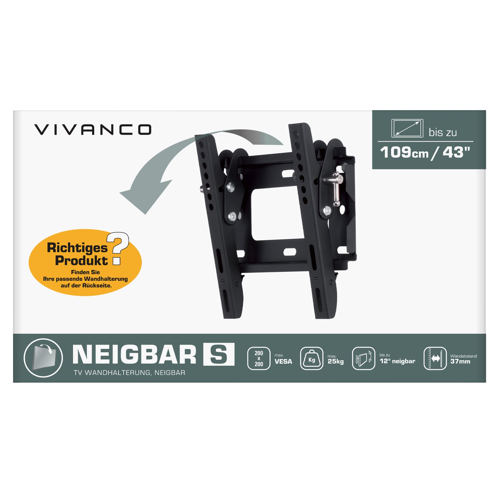 Supporto TV da parete inclinabile per schermi fino a 43'', 25 kg