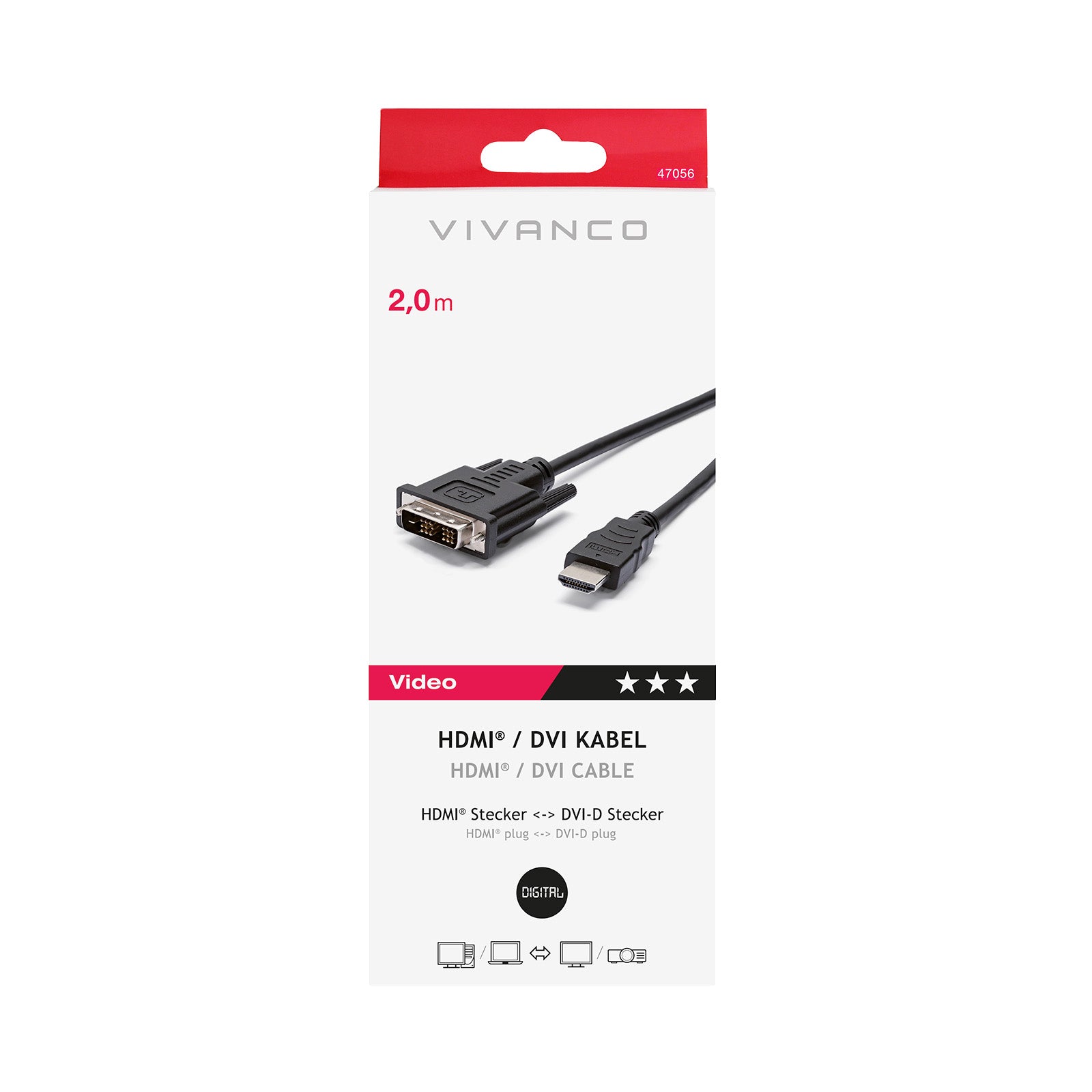 Cavo da HDMI a DVI, 2 m