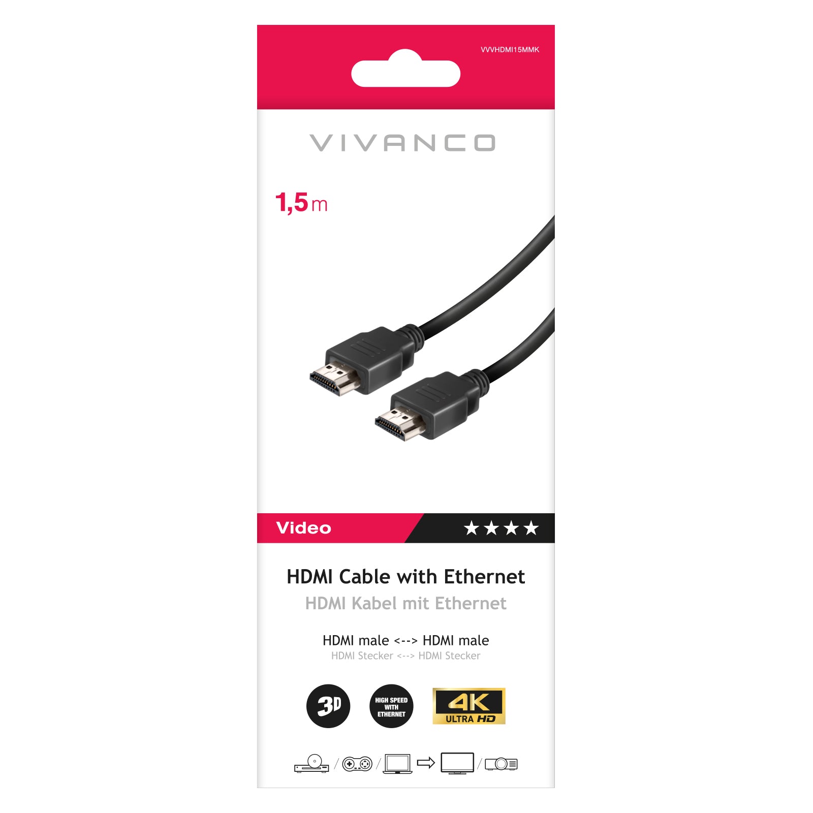 Cavo HDMI Tipo A per 3D e 4K Ultra HD