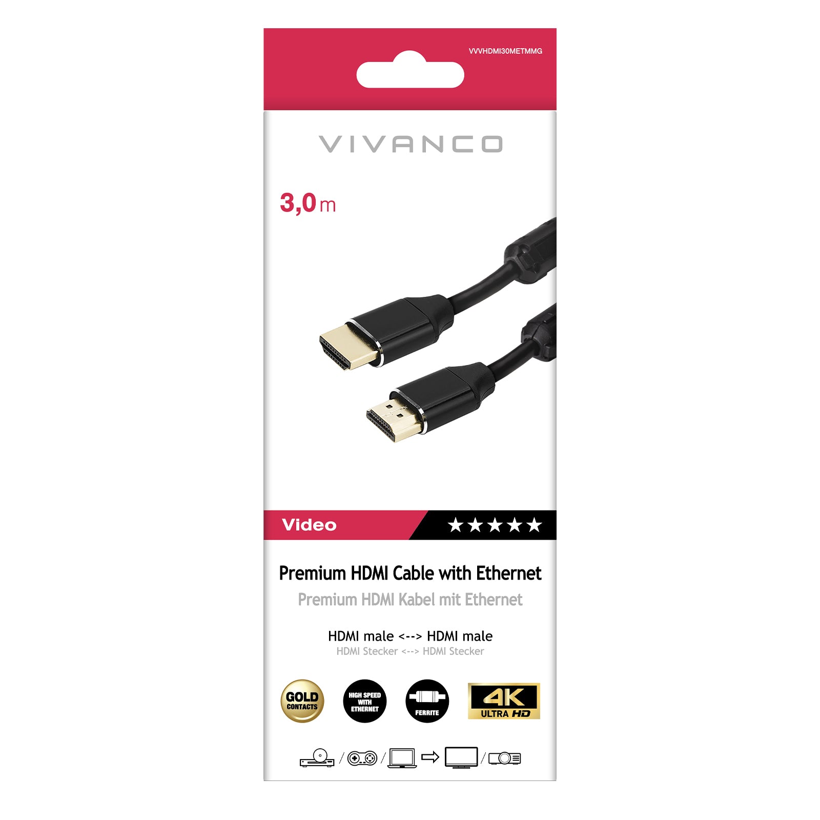 Cavo HDMI 2.0 placcato oro